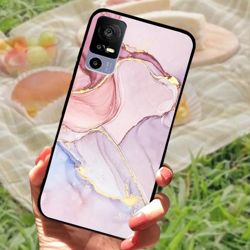 For TCL 40R Case TPU Soft Silicone Marble Phone Cover Case for TCL 405 406 408 403 TCL40R Shockproof Funda Love T771K Bumper
