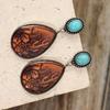 Creative Earrings - Cactus Sunflower Pattern Droplet Shape Dangle earrings Retro Western Style Ideal for Holiday Vacation gift