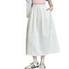 Plus Size Pear-Shaped High-Waisted White A-Line Skirt - Tummy Concealing & Slimming for Summer