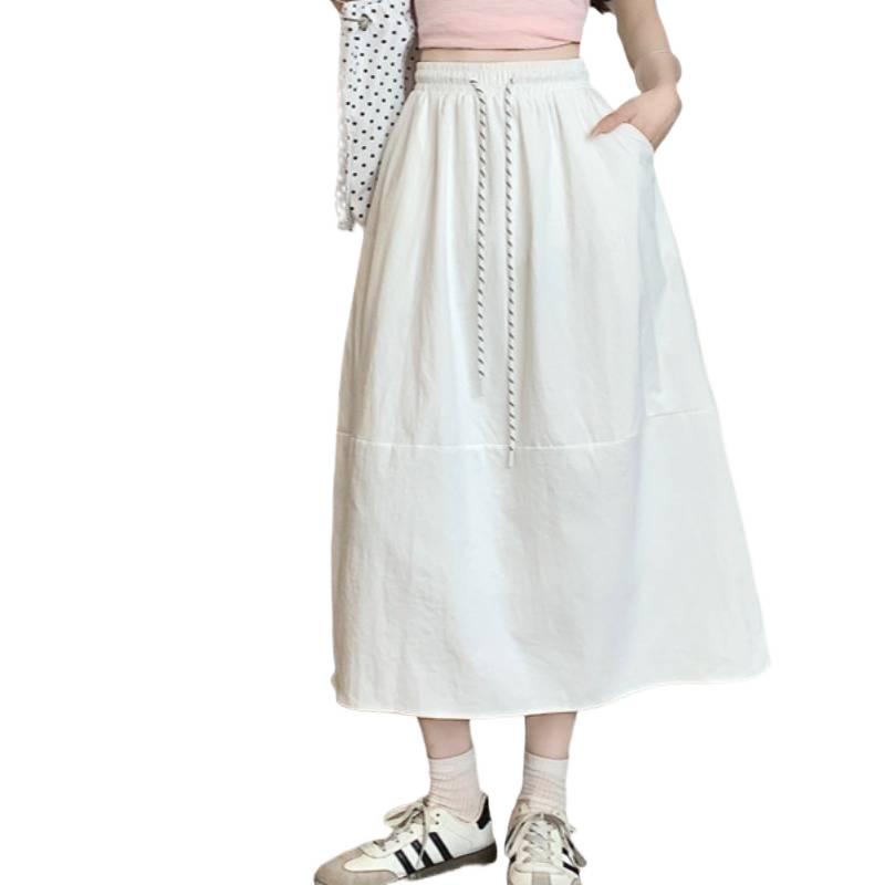 Plus Size Pear-Shaped High-Waisted White A-Line Skirt - Tummy Concealing & Slimming for Summer
