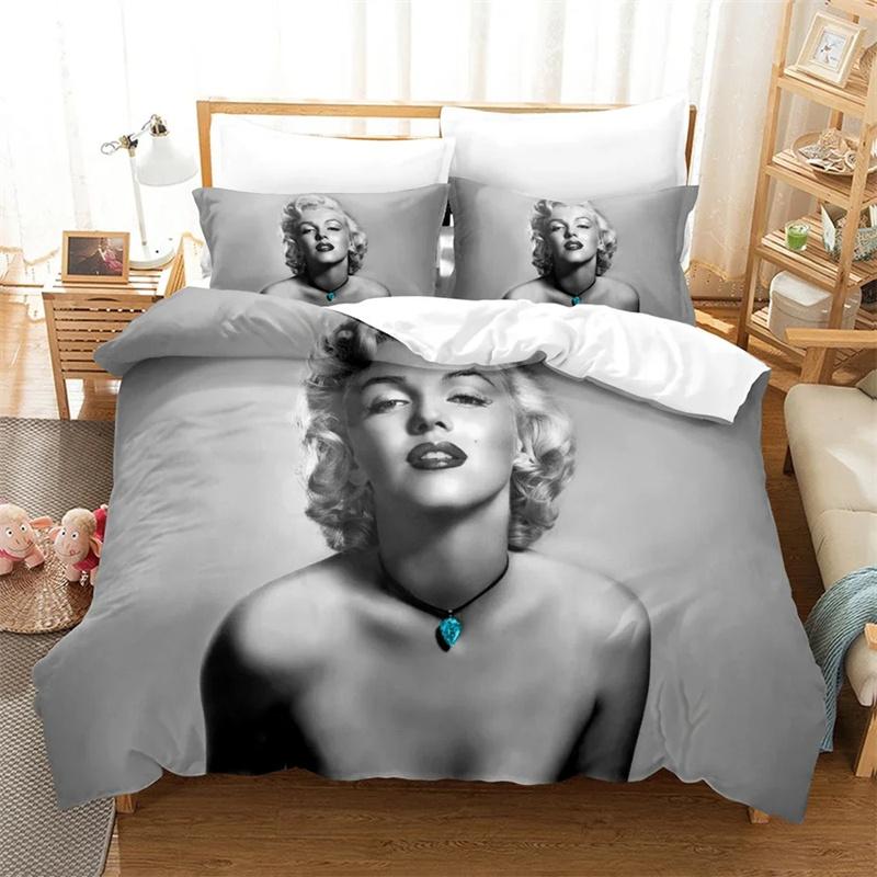 3D Παπλωματοθήκη για όλες τις εποχές Marilyn Monroe Σετ παπλωμάτων για όλες τις εποχές, μαλακή παπλωματοθήκη και μαξιλαροθήκες μονόκλινο/διπλό/queen/king size