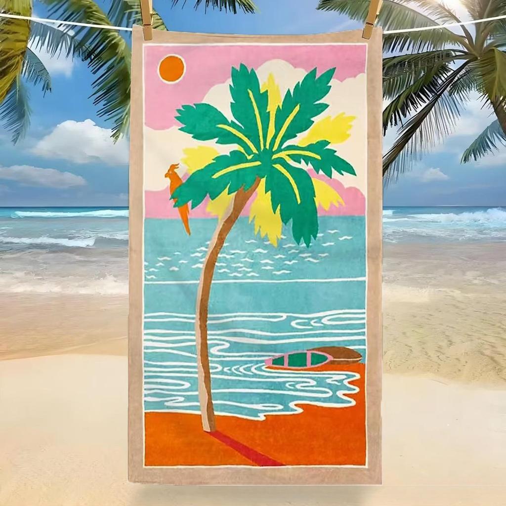 Summer Tropical Palm Tree Absorbent and Quick-drying Beach Towel Microfiber Yoga Swimming Beach Towel Printed Seaside Bath Towel