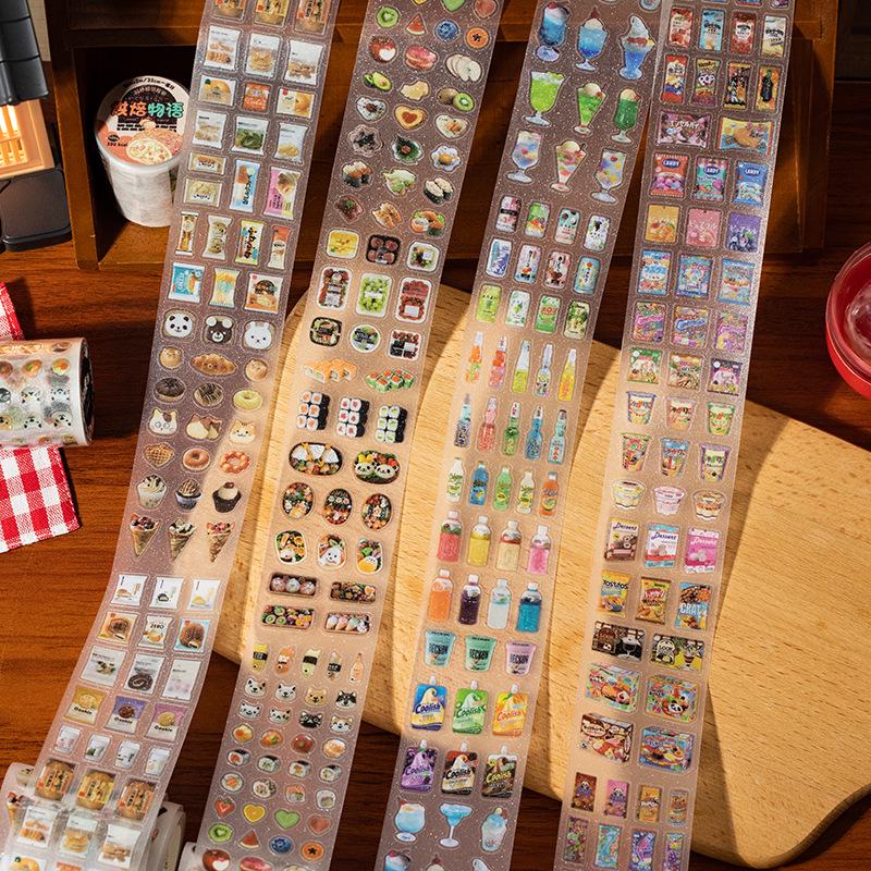 Yuxian Flash Sand Pet Tape: Showa Confectionery Series for Vintage Food DIY Journals and Collages.