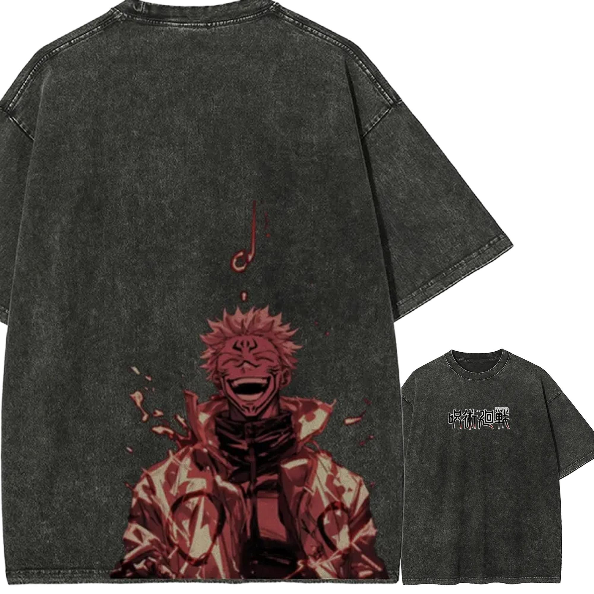 Ryomen Sukuna Bloody Laugh Tshirt Jujutsu Kaisen Tee Vintage Washed Oversized Retro Harajuku Streetwear Graphic Manga Clothes M