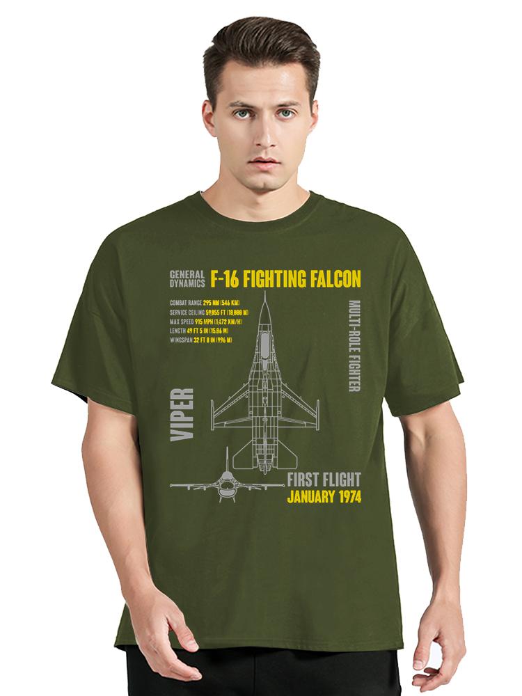 Casual Cotton O-Neck T-Shirt F-16 Fighting Falcon Aircraft Men's Clothing Oversized TShirt Streetwear New Summer Fashion T Shirt