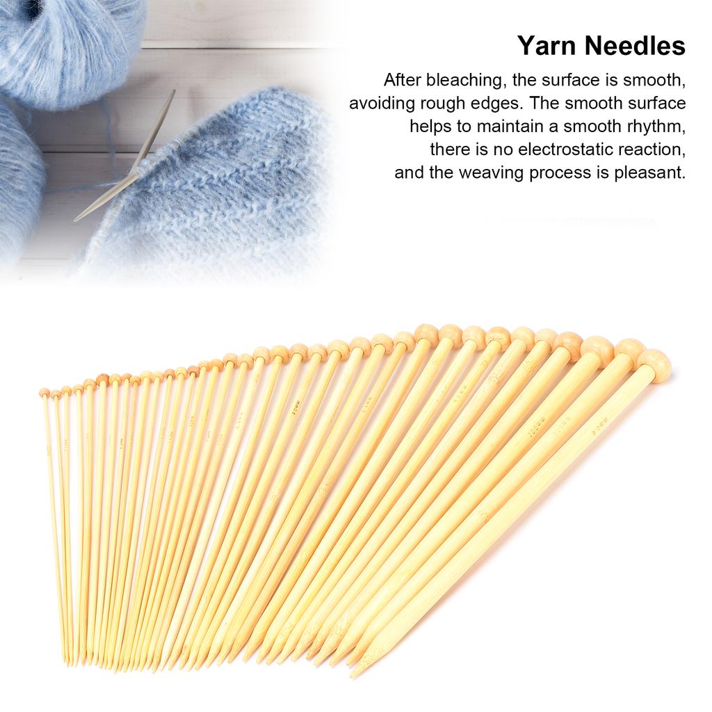 Knitting Needles Set 36 Pcs 18 Sizes Single Pointed Carbonized Bamboo Knitting Needles for Hand Made DIY
