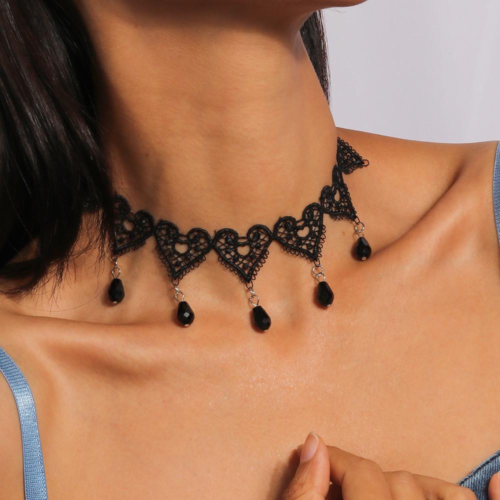 Gotische schwarze Spitze Halskette für Damen Boho Choker Halsketten Steampunk Club Party Schmuck Geschenke