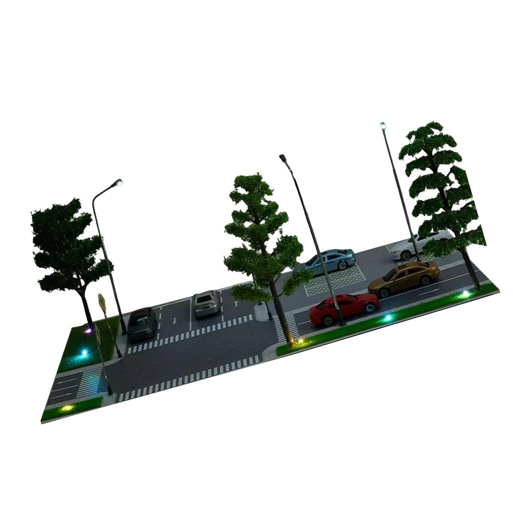 LED Lighting Car Parking Lot Scenery Model Toy Diorama City Road Scene Model Kits 1:87 Sand Table Scene Building Model