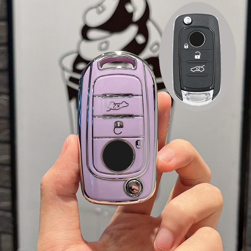 3 Buttons Soft Tpu  Key Case Cover For Fiat Cronos Egea 500X Toro Tipo For Dodge Neon Keyless Fob Shell Skin Holder Protector