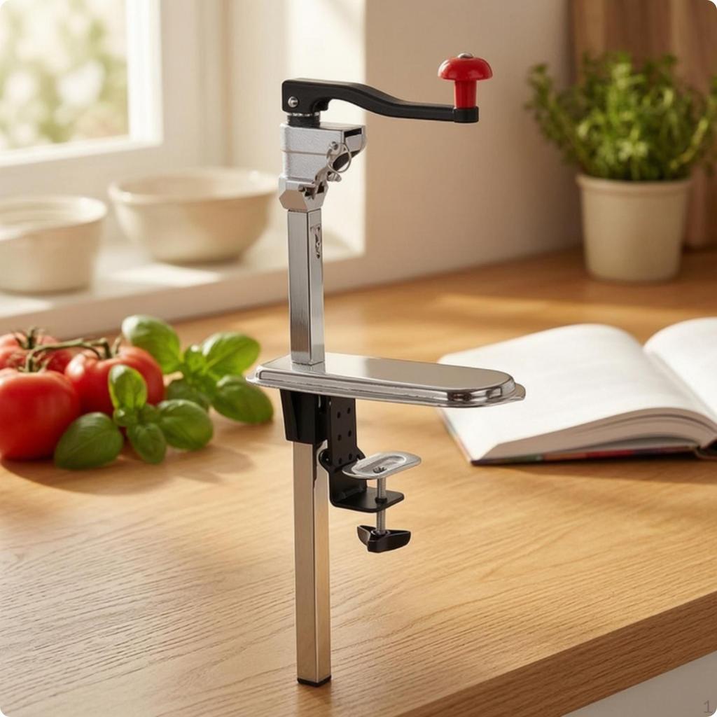 Can Opener with Table Clamp Rust-Resistant Manual Ergonomic