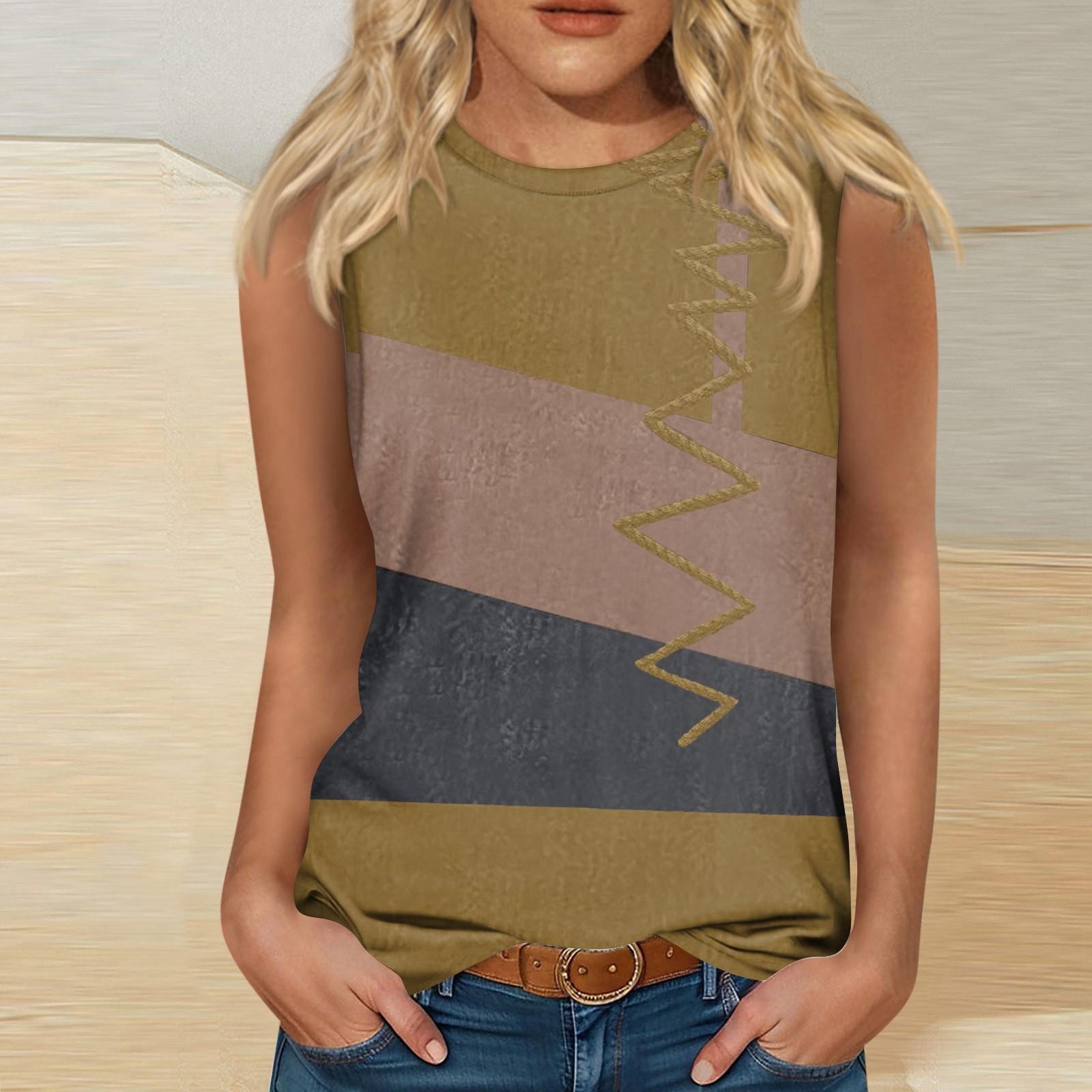 

Женская модная повседневная футболка с круглым вырезом без рукавов, винтажный жилет с принтом, топ XXL