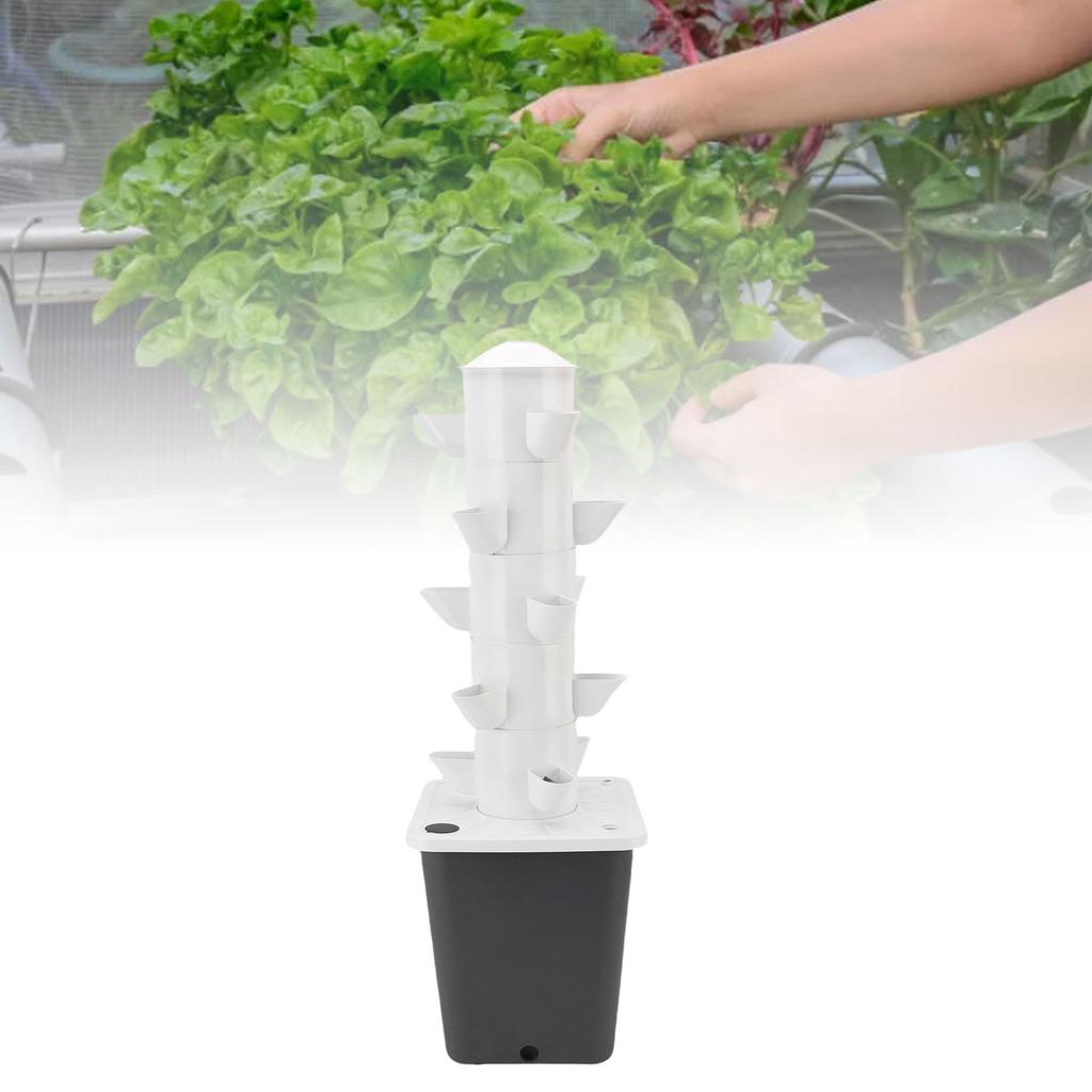 Torre Idroponica Verticale 15 Fori 10L Acqua Torre di Piantagione Verticale Salvaspazio per Casa Scuola
