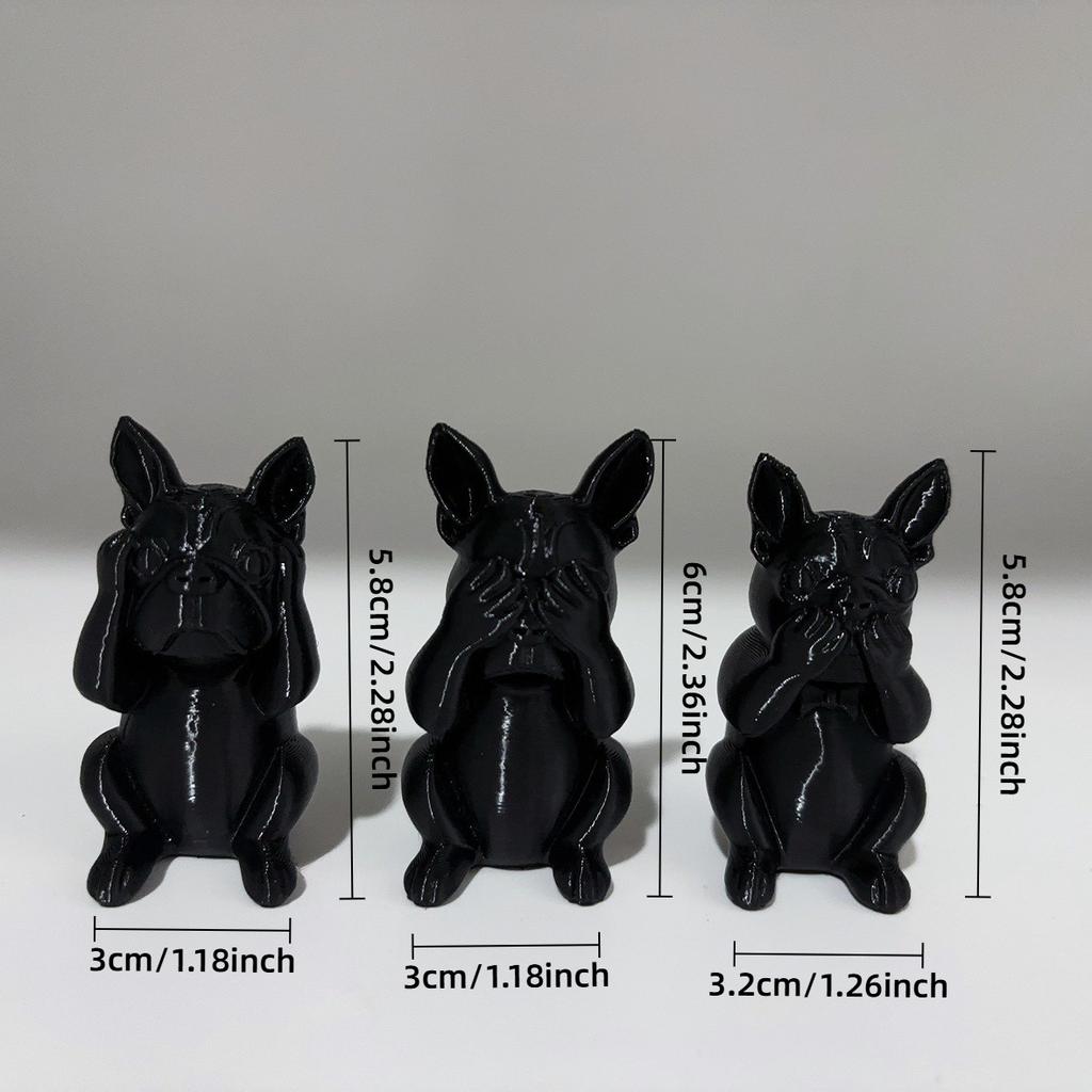 French Bulldog Statue Ornament, Listen, Look, Speak Wisdom Puppy Statue, Perfect Gift for Smart and Satirical Dog Lovers