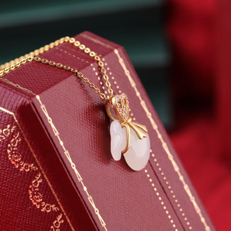 Tancise 925 Sterling Silver Classic Women Jade Necklace Pendant Zircon Fashion Gift