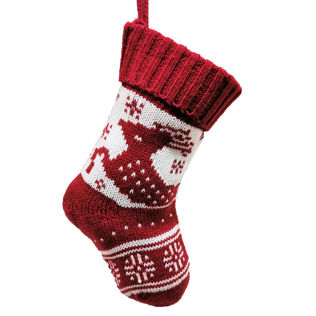 New Year Christmas Stocking Sack Xmas Gift Candy Bag Christmas Decorations For Home Knitted Sock Christmas Tree Decor 2025