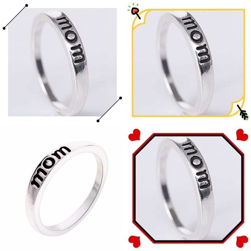 European And American Style Mom Mother Dad Ring Silver Plated Alloy Jewelry Wholesale Mother's Day Gift Accessories