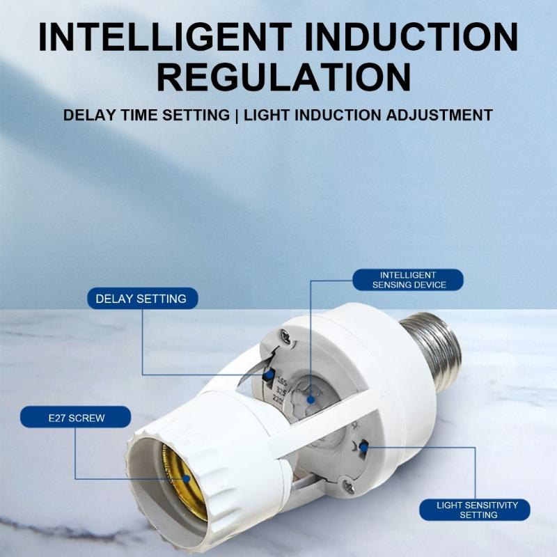 E27 Lamp Holder with Motion Detection LED Bulb Base Motion Activated E27 Light Socket Adapter 110mm for Homes & Office