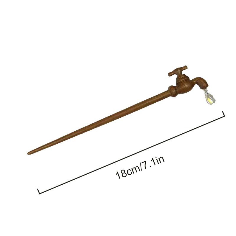 1Pc Faucet Hairpin New Chinese Style Water Droplet Shape Ancient Headwear Wood Hairpin Fun Headwear Disk Hair Artifact