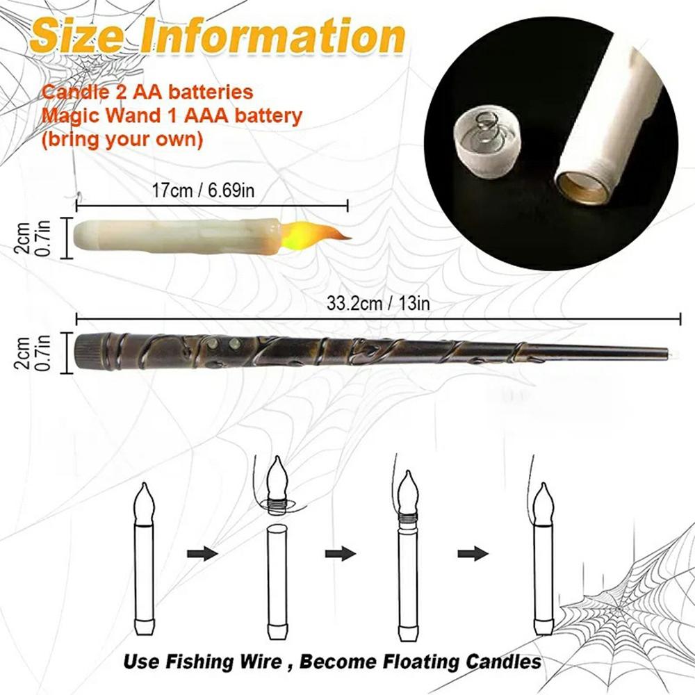 12PCS LED Floating Candles with 1PC Magic Wand Remote Timer for Birthday Halloween Party