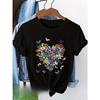 European sizes Elegant Butterfly Pattern Printed Women'S Short-Sleeve T-Shirt Perfect for Holidays, Graduations