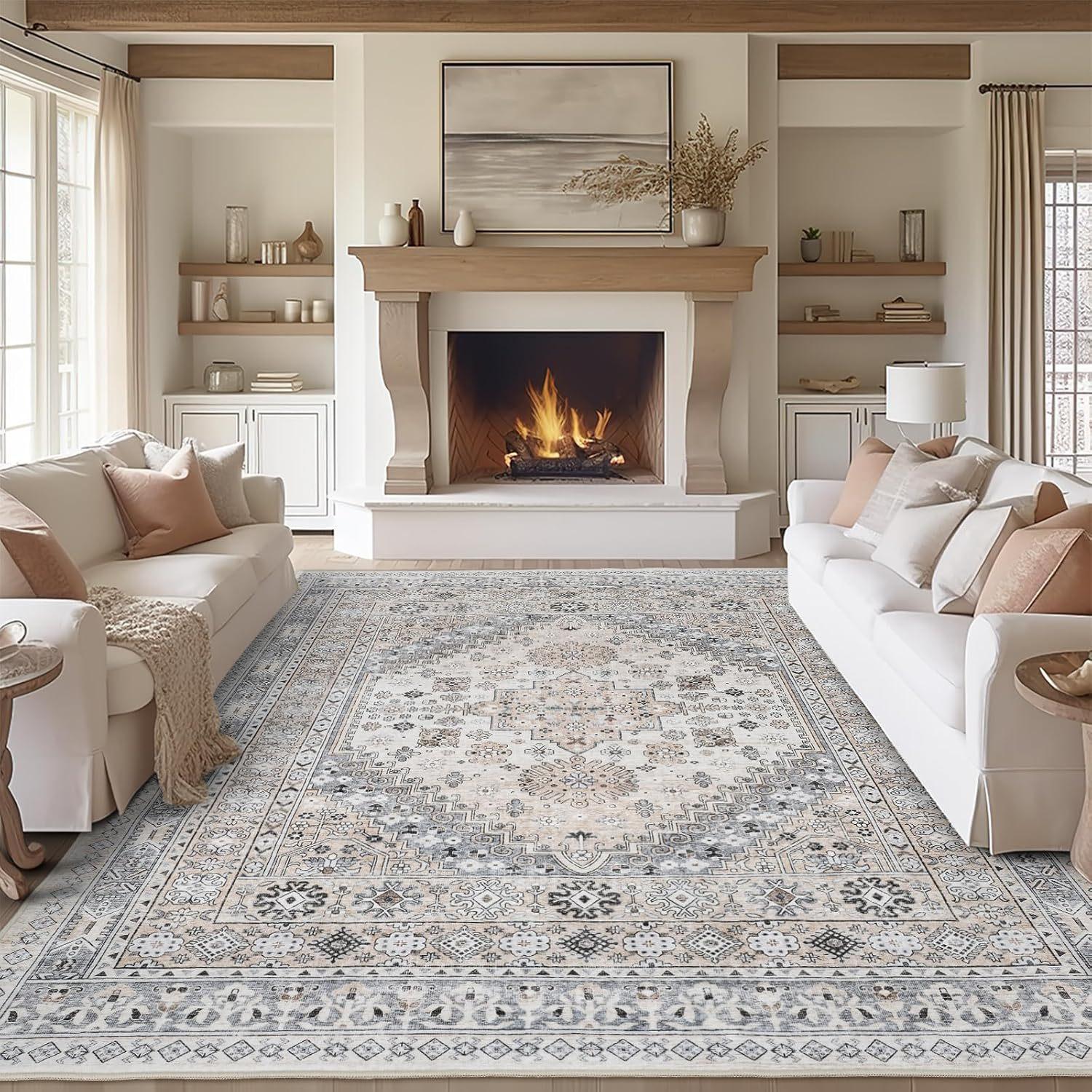 

Ретро Ковер для Гостиной Большого Размера Нескользящие Коврики для Входной Двери Легкая Чистка Мягкий Ковер для Спальни Декорация 80*160CM