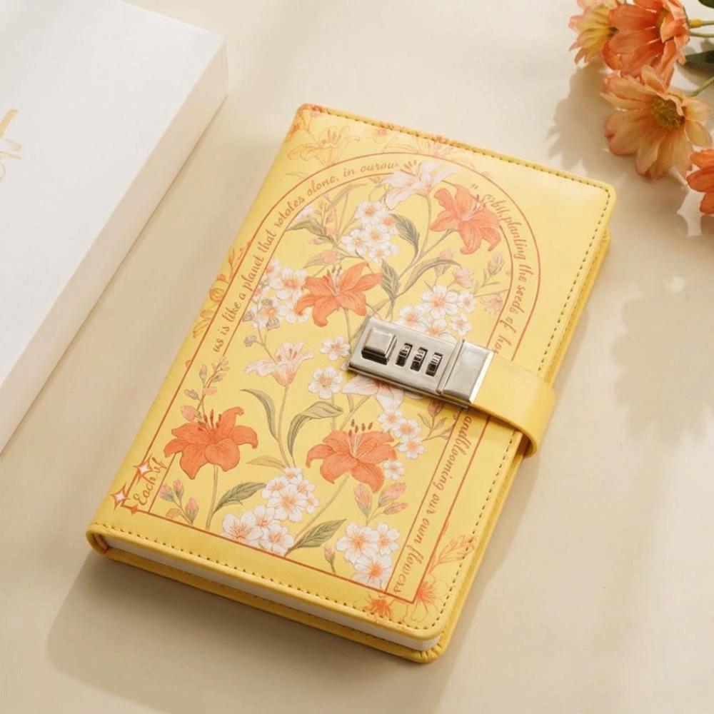 

Stylish Delicate Password Lock Notebook Simple Elegant Appearance Creative Diary Thoughtful Gift жёлтый