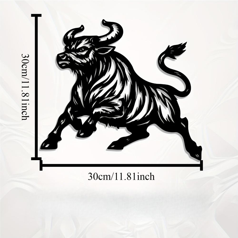 

One Piece Bull Metal Wall Art, Lively Bull Statue Mural, Great New Year Christmas Gift, Animal Decor Lovers, Rust Resistant Sculpture for Living Room 12in