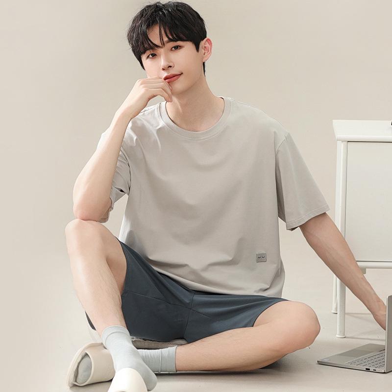 

Мужской модальный пижамный комплект с коротким рукавом - Легкие летние шорты - Носить дома или на улице. L