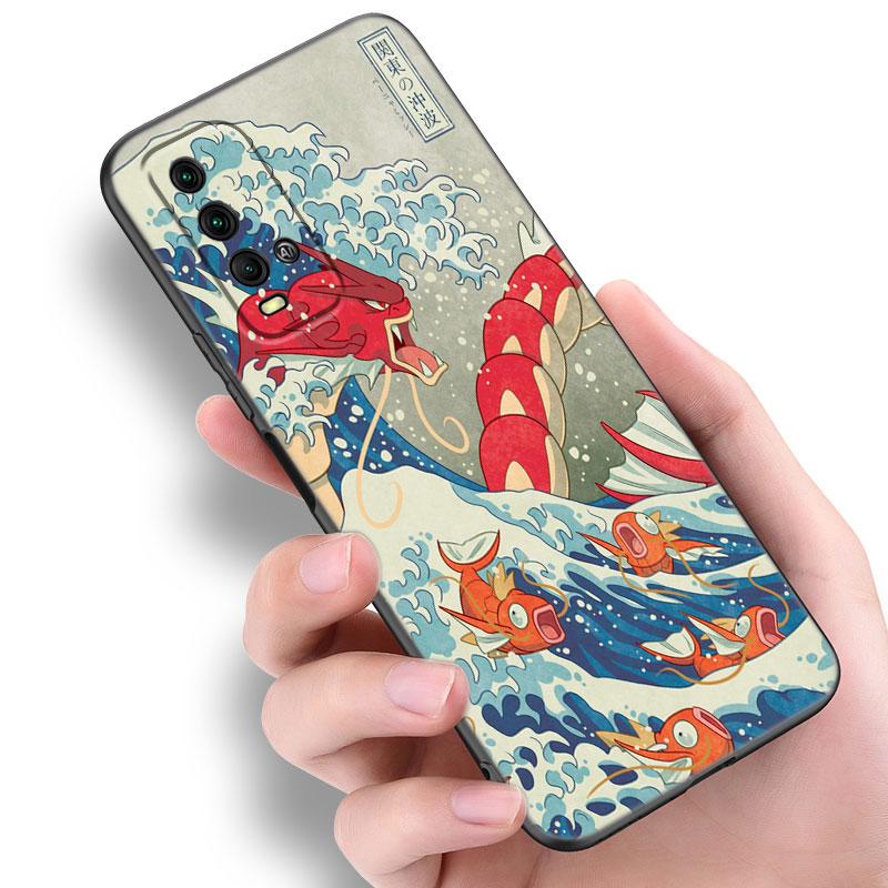 Japan Wave Anime Dragon Phone Case For Xiaomi Redmi Note 5 6 9T K20 K40 K50 Pro 7A 8A 9A 9C 9i 10A 10C A1 S2 TPU Black Cover
