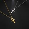 Collier Punk en acier inoxydable avec pendentif en croix égyptienne pour homme et femme, bijou tendance, ras du cou, cadeau