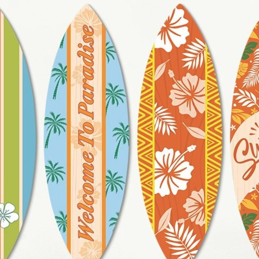 Hawaiian Style Surfboard Hanging Sign Retro Ocean Surfboard Decor  Tropical Cafe Bar
