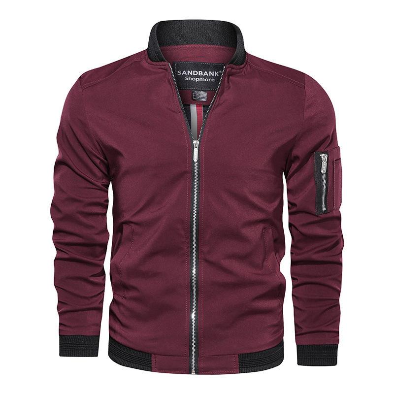 Spring and Autumn Thin Men's Baseball Collar Solid Color Jacket Casual Air Force One Jacket Men's