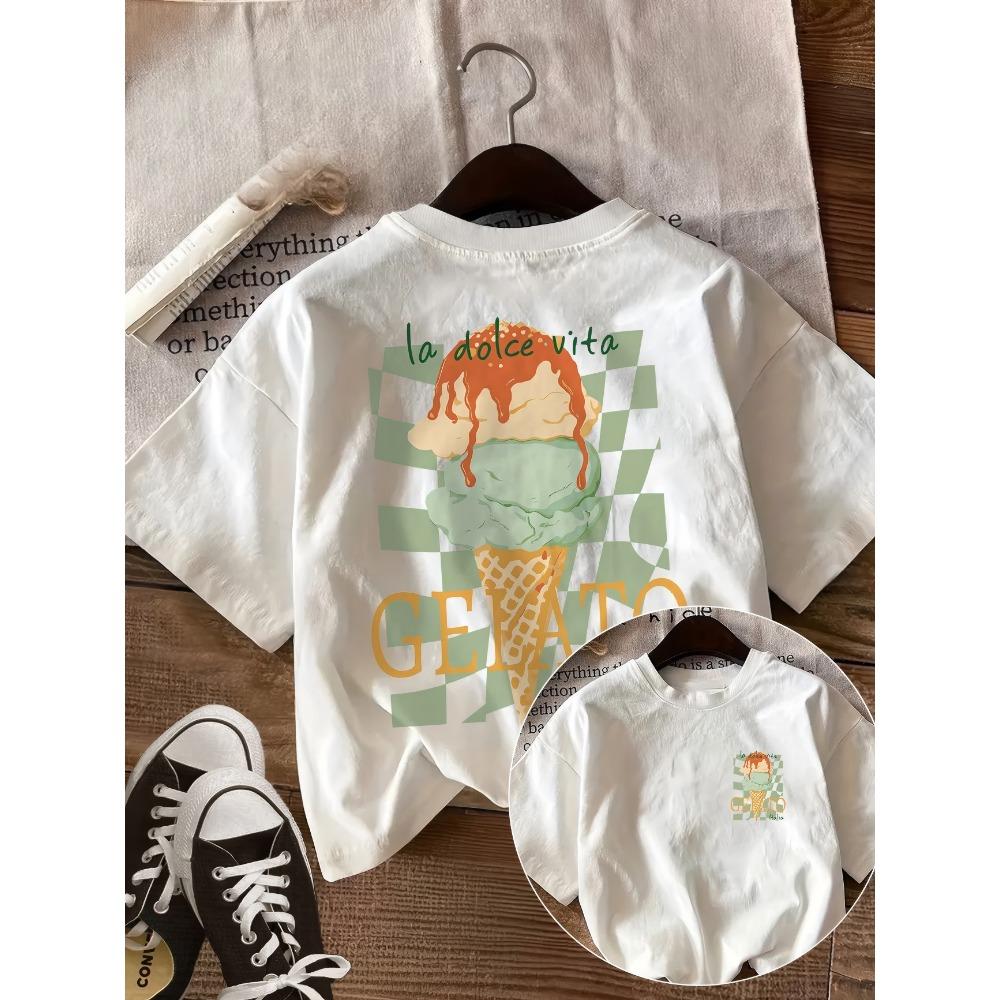 

Funny La Dolce Vita Quote T-Shirt Women Cute Gelato Graphic Tee Summer Casual Short Sleeve Top Loose Fit Streetwear Fashion Tee M