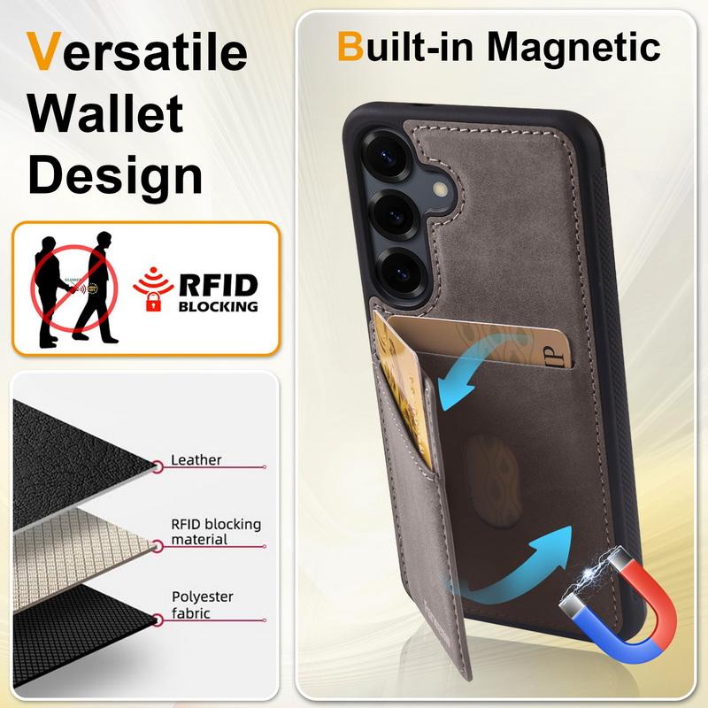 Kartenfächer Ständer Brieftaschenhülle für Samsung S26 Ultra S25 Edge S24 S23 S22 Plus S21 FE A15 A16 A17 A34 A35 A36 A37 A54 A55 A56 A57 5G Kartenhalter Abdeckung
