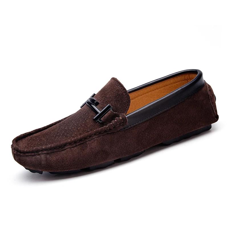 Fashion Summer Men's Suede Loafers Comfortable Man Flats Casual Mens Shoes Men Breathable Slip-On Soft Leather Driving Shoes for Men