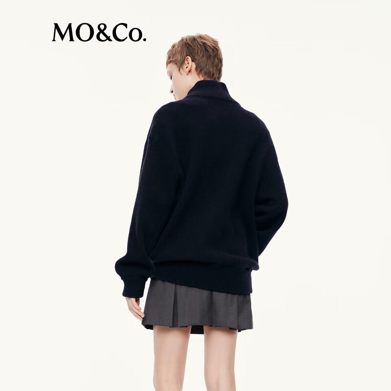 MO&Co. Women's Wool Blend Stand-Collar Relaxed Fit Sweater