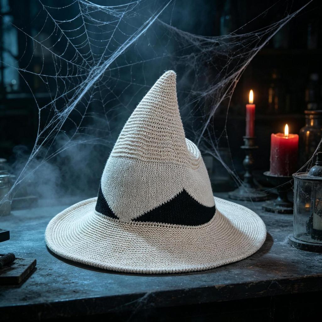 Halloween Party Color Blocked Knit Witch Hat Dark Style Cosplay Hat