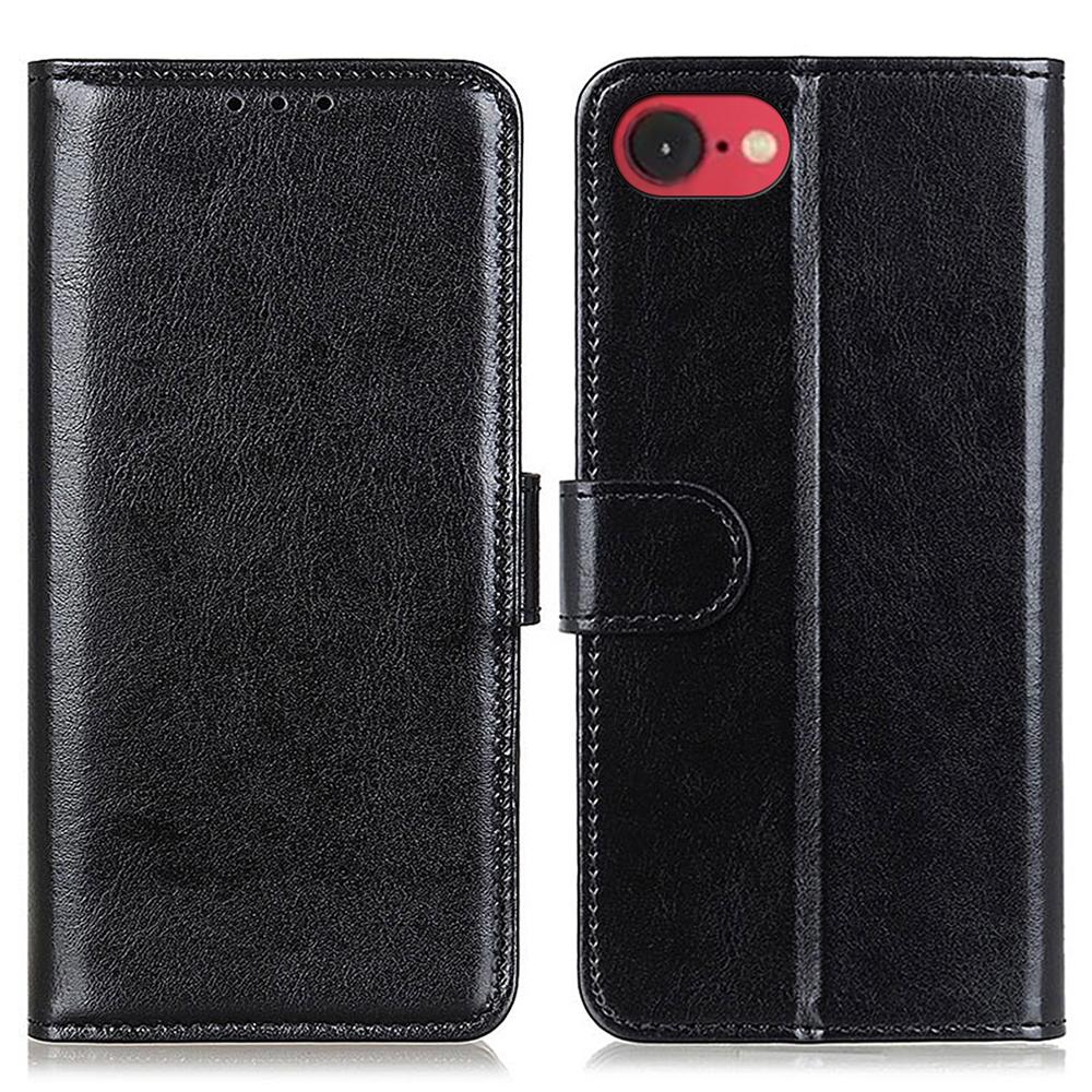 For iPhone 16e Case Crazy Horse Texture PU Leather Phone Stand Cover