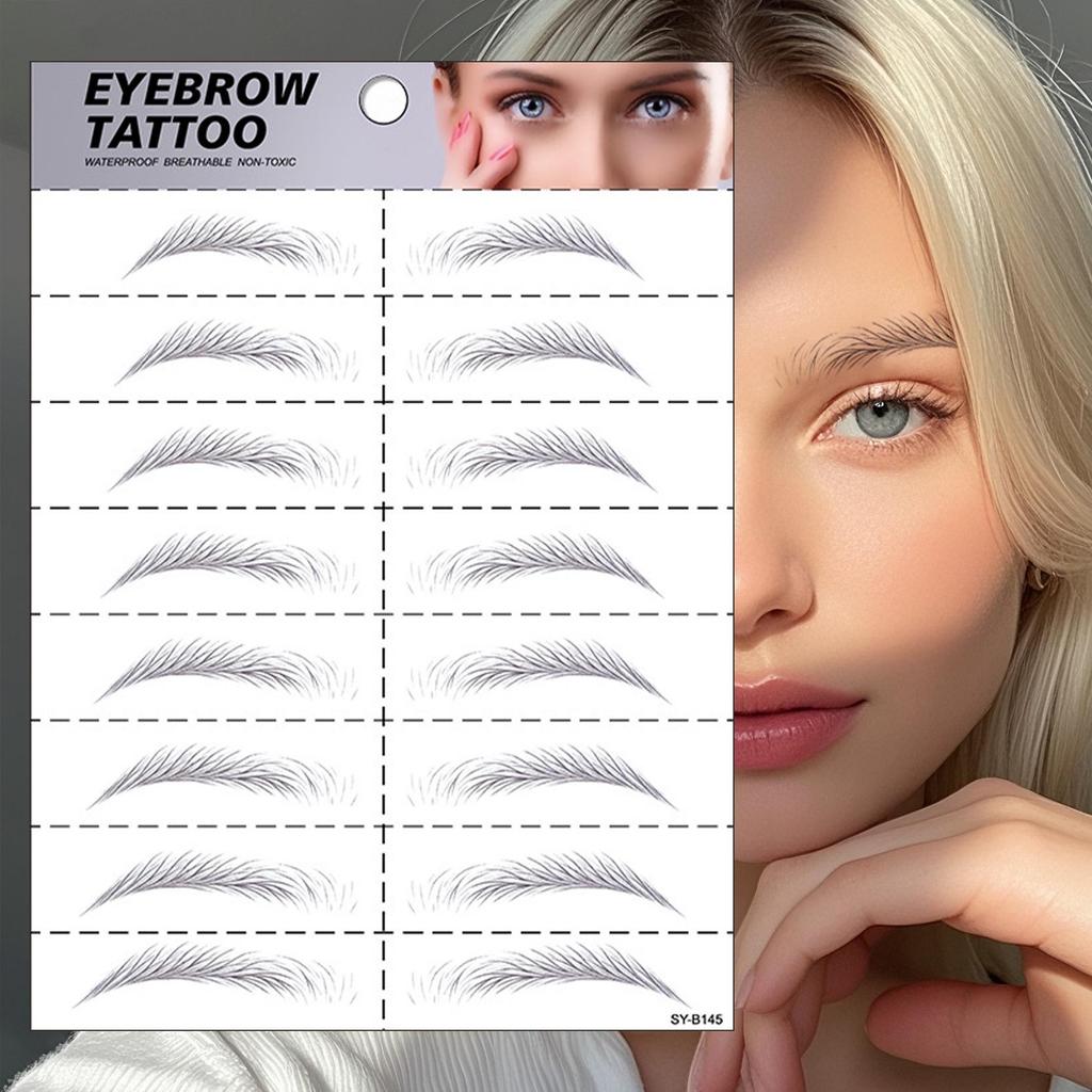 In Stock: 6D Waterproof Eyebrow Tattoo Stickers - Black/Brown Microblading Simulation