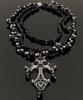 Dark Gothic cross fringed necklace multi-layered beaded necklace fashionable Spice Girl necklace