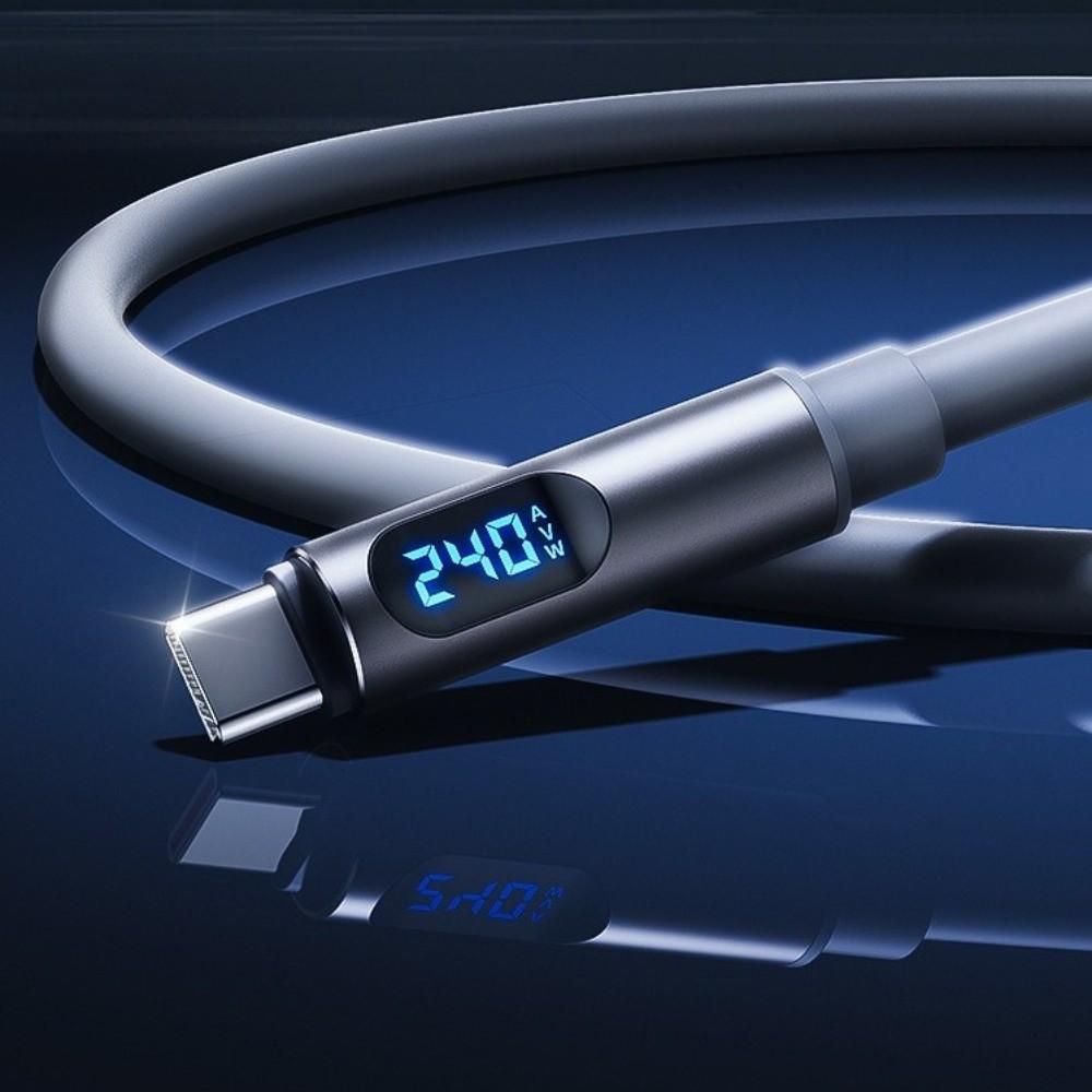 1.2m/1.8m Data Cable Converter LCD Dynamic Display Type-C Cable 240W Super Charging Cable