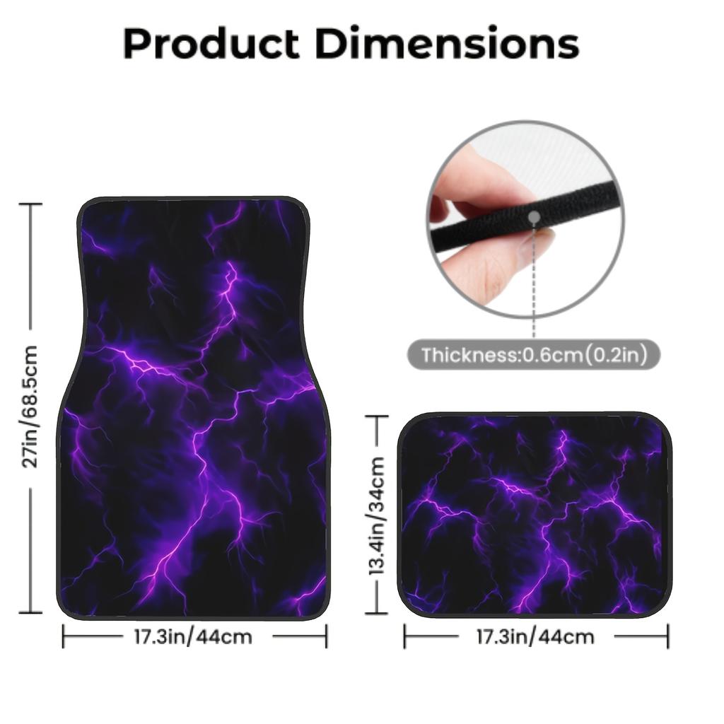 4pcs Purple Lightning Pattern Car Mats - Polyester Material, Suitable for Sedans and SUVs, Stylish Interior Accessories, Gift