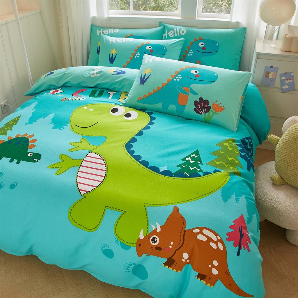 Dinosaur Microfiber Cartoon Duvet Cover Set 2pcs,Queen Size Dinosaur Printed Bedding Comforter Covers Set with Pillowcases 75*50