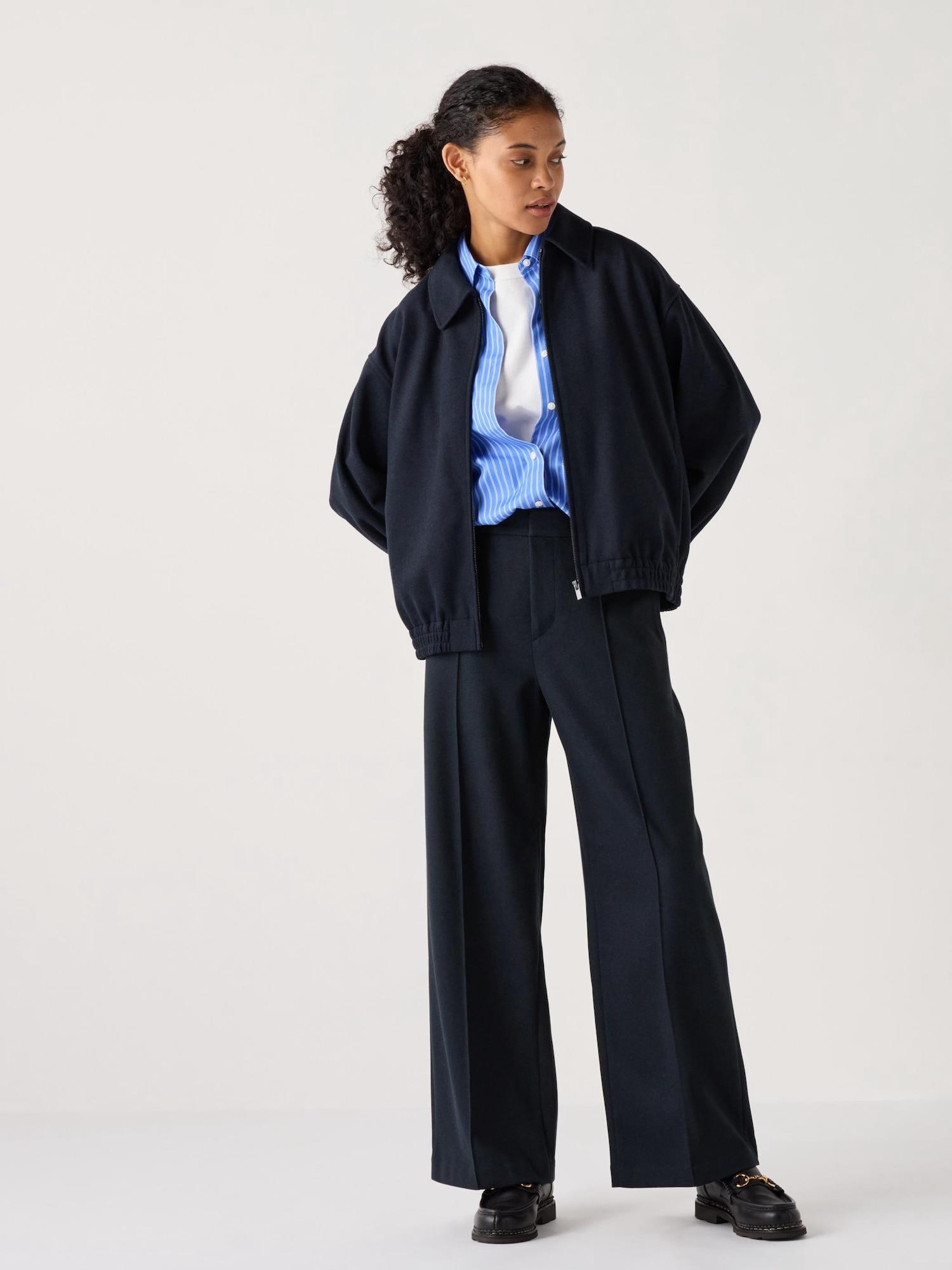 

Широкие брюки Uniqlo Japan из матового джерси 69 NAVY/XS