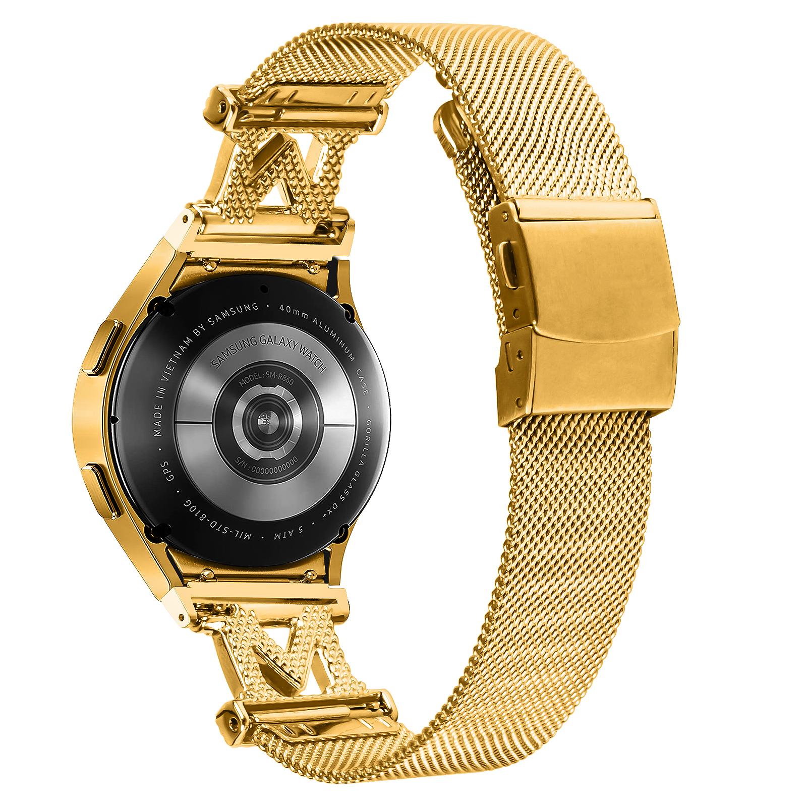 

For Samsung Galaxy Watch6 40mm/44mm/Watch6 Classic 43mm/47mm Stainless Steel Band Milanese Mesh Watch Strap with Connector Gold