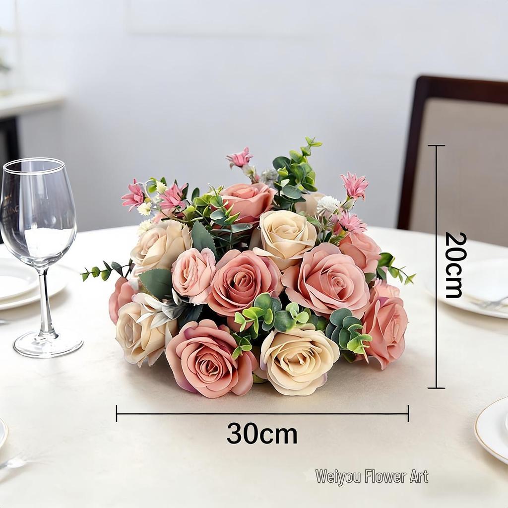 Round Lily Style Table Centerpiece: Artificial Floral Arrangement for Restaurants & Hotels