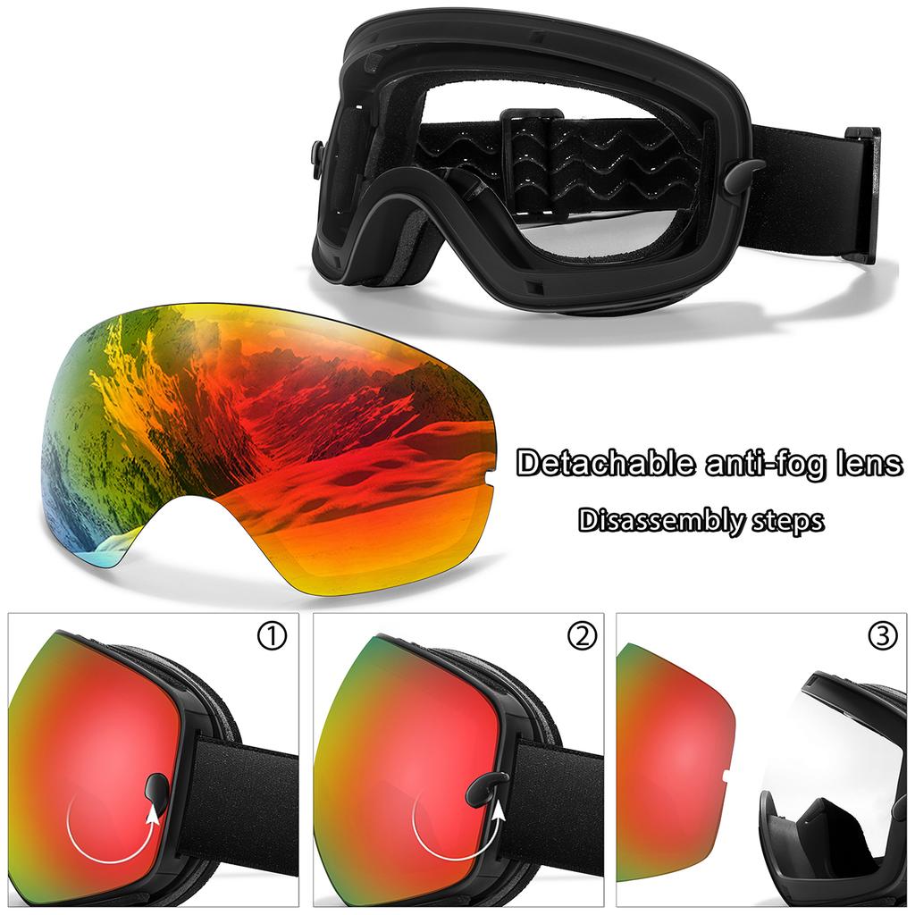 Ski Goggles Men Women Outdoor Sports Anti-fog Snowboarding Snowmobile Glasses UV400 Charngeable Lens Teen Charistmas Cycling