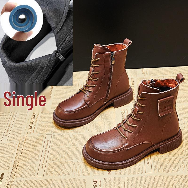 Molett Méretű Valódi Bőr Félvádli Bokacsizma Nőknek, Brit Stílusú, Ősz/Tél 2022, 41-43-as Méret.