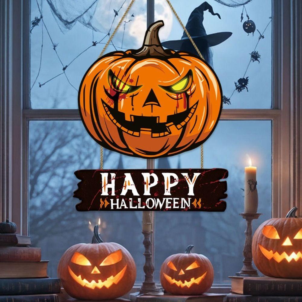 Funny Halloween Pumpkin Door Sign Creative Door Hanging Pendant Pumpkin Hanger Wreath  Atmosphere