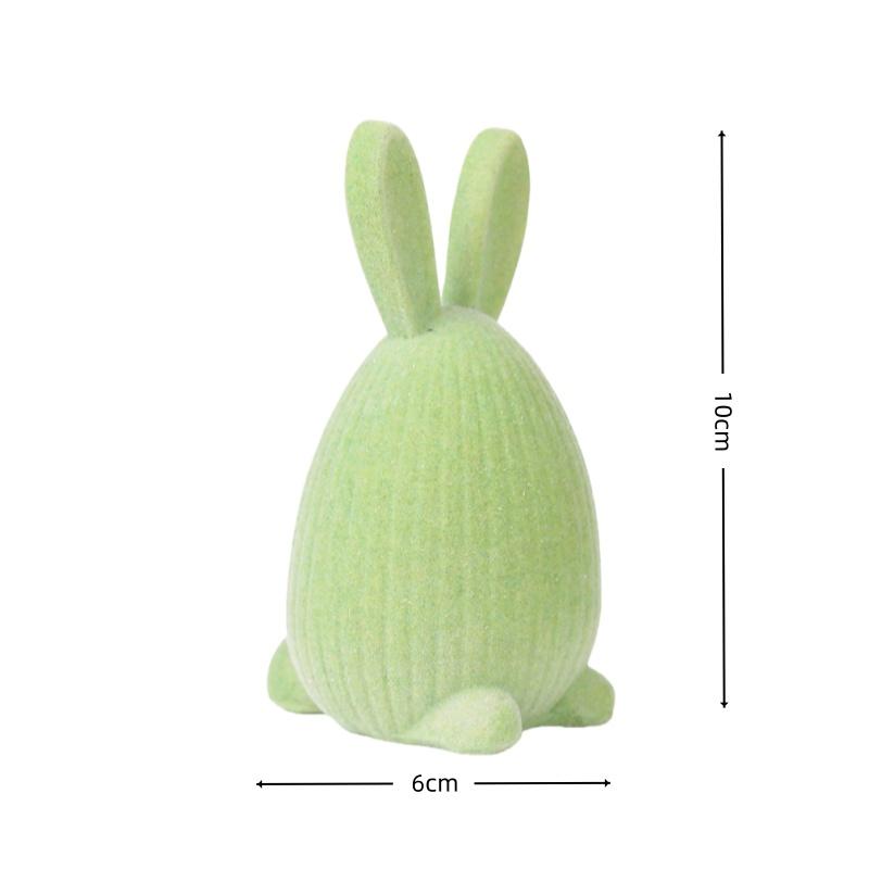 Colorful Flocking Easter Rabbit Resin Ornament Bunny 'Happy Easter Day 2026' Home Desktop Decoration Kids Birthday Gift